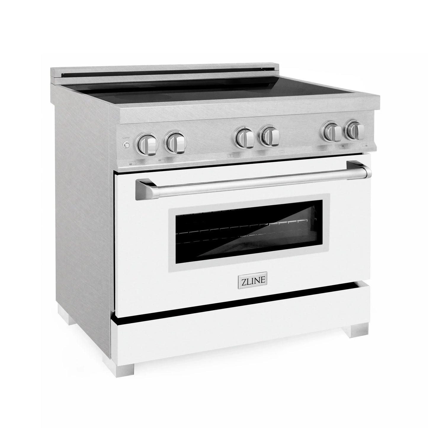 ZLINE 36" 4-Element Induction Range with Electric Oven - Fingerprint Resistant with Matte White Door