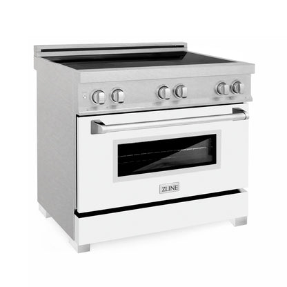 ZLINE 36" 4-Element Induction Range with Electric Oven - Fingerprint Resistant with Matte White Door