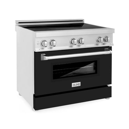 ZLINE 36" 4-Element Induction Range with Electric Oven - Stainless Steel with Matte Black Door