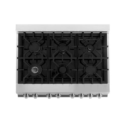 ZLINE 4-Appliance 36" Kitchen Package with Stainless Steel Dual Fuel Range, Range Hood, Microwave Drawer, and Classic Dishwasher