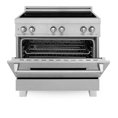 ZLINE 36" 4-Element Stove Induction Range with Electric Oven - DuraSnow Stainless Steel