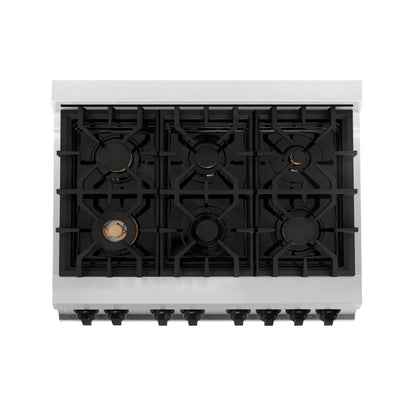 ZLINE 4-Appliance 36" Autograph Edition Kitchen Package with Stainless Steel Dual Fuel Range, Range Hood, Dishwasher, and Refrigeration Including External Water Dispenser with Matte Black Accents