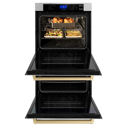 ZLINE Autograph Edition 30" Electric Double Wall Oven - Stainless Steel with Accents, Self Clean, True Convection