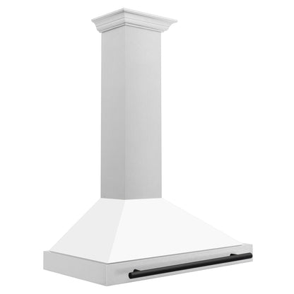 ZLINE 36" Autograph Edition Range Hood - DuraSnow Stainless with Matte White Shell and Accented Handle