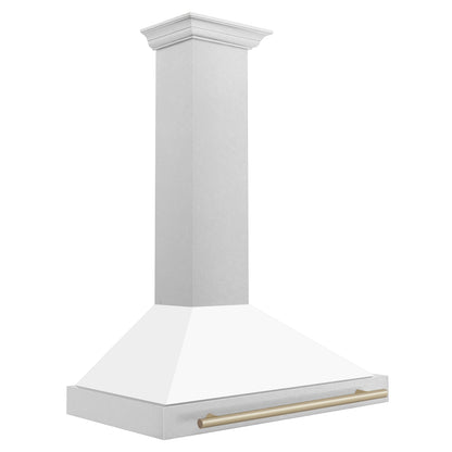 ZLINE 36" Autograph Edition Range Hood - DuraSnow Stainless with Matte White Shell and Accented Handle