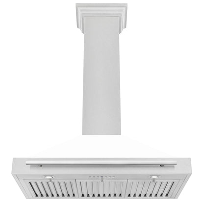 ZLINE 36" DuraSnow Stainless Steel Range Hood - Stainless Steel Handle with Colored Shell Options