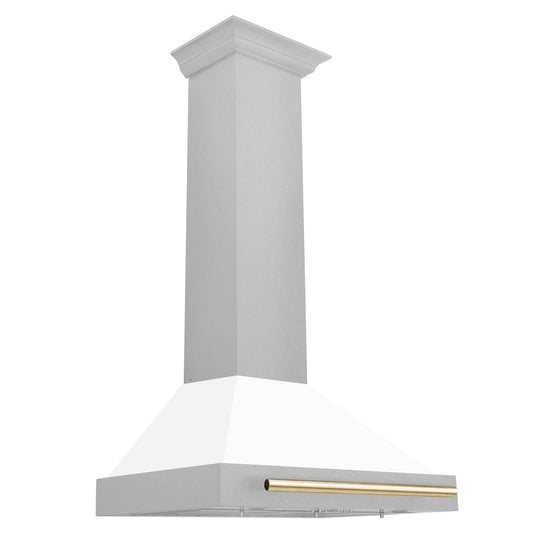 ZLINE 30" Autograph Edition Range Hood - Fingerprint Resistant Stainless Steel White Matte White Shell and Accented Handle