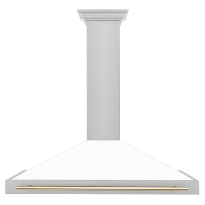 ZLINE 48" Autograph Edition Range Hood - DuraSnow Stainless Steel with Matte White Shell and Accented Handles