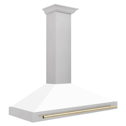 ZLINE 48" Autograph Edition Range Hood - DuraSnow Stainless Steel with Matte White Shell and Accented Handles