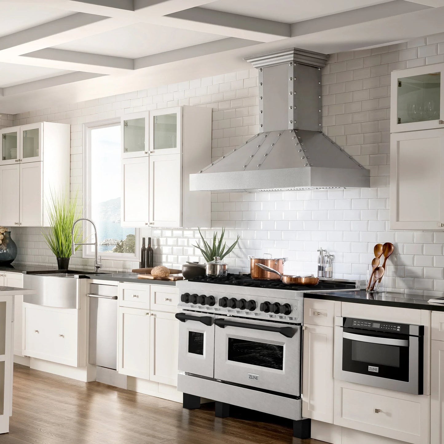 ZLINE Autograph Edition 48" Dual Fuel Range - DuraSnow Steel with Matte Black Accents