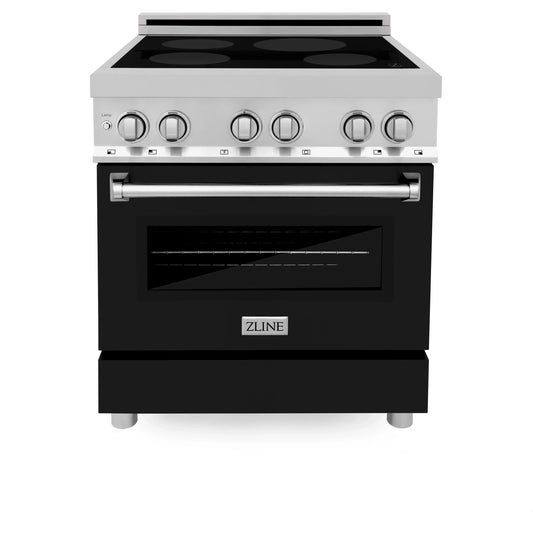 ZLINE 30" 4-Element Induction Range with Electric Oven - Stainless Steel with Black Matte Door