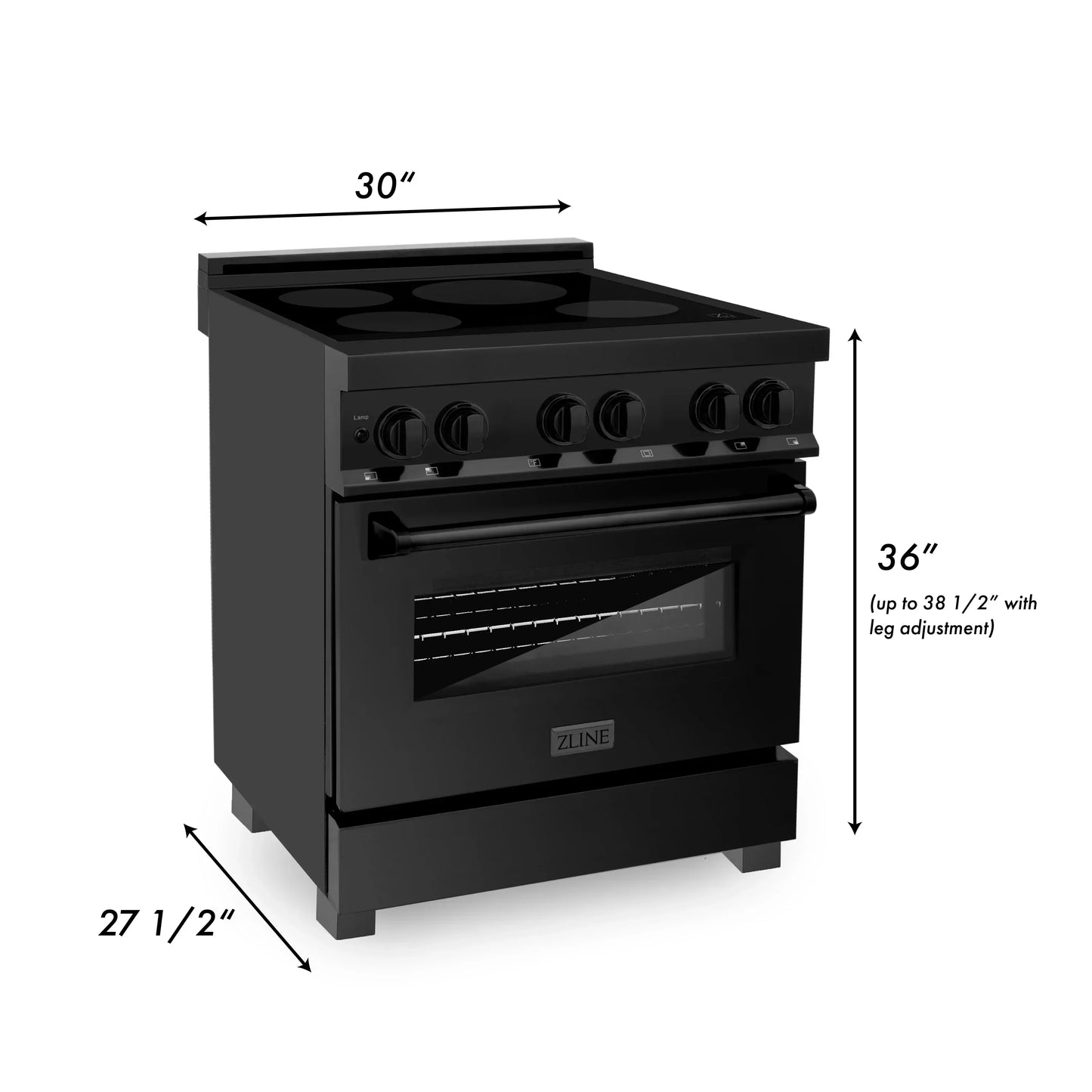 ZLINE 30" 4-Element Stove Induction Range with Electric Oven - Black Stainless Steel