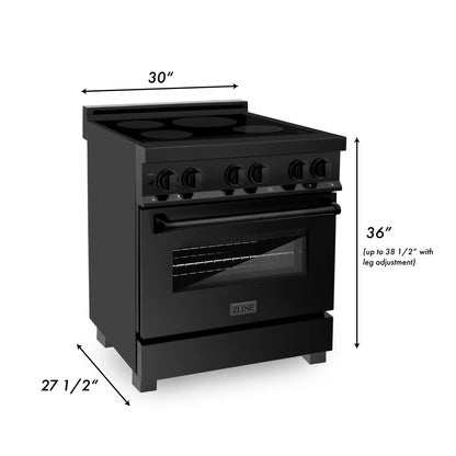 ZLINE 30" 4-Element Stove Induction Range with Electric Oven - Black Stainless Steel