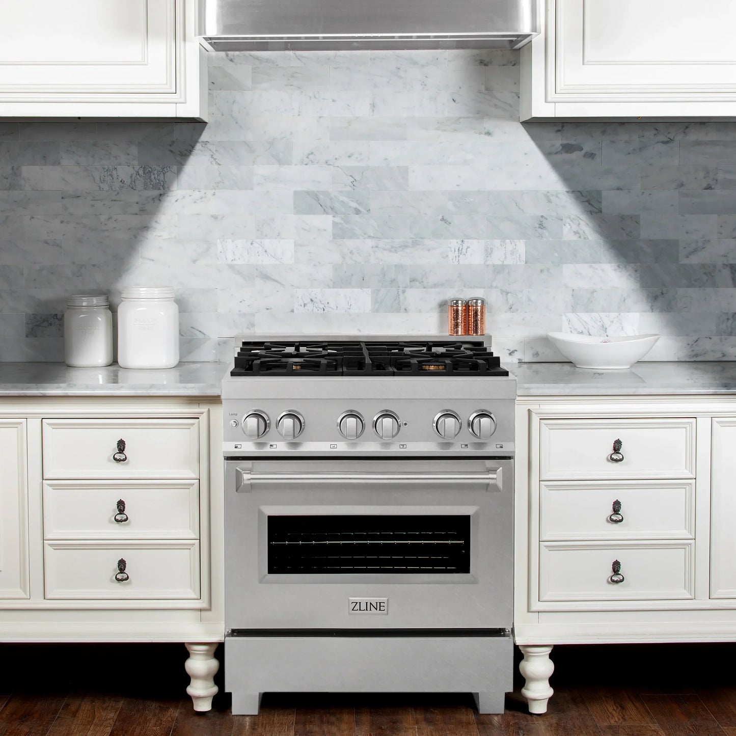 ZLINE 30" Dual Fuel Range with Gas Stove and Electric Oven - Fingerprint Resistant Stainless Steel with Brass Burners