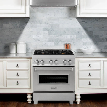 ZLINE 30" Dual Fuel Range with Gas Stove and Electric Oven - Fingerprint Resistant Stainless Steel with Brass Burners