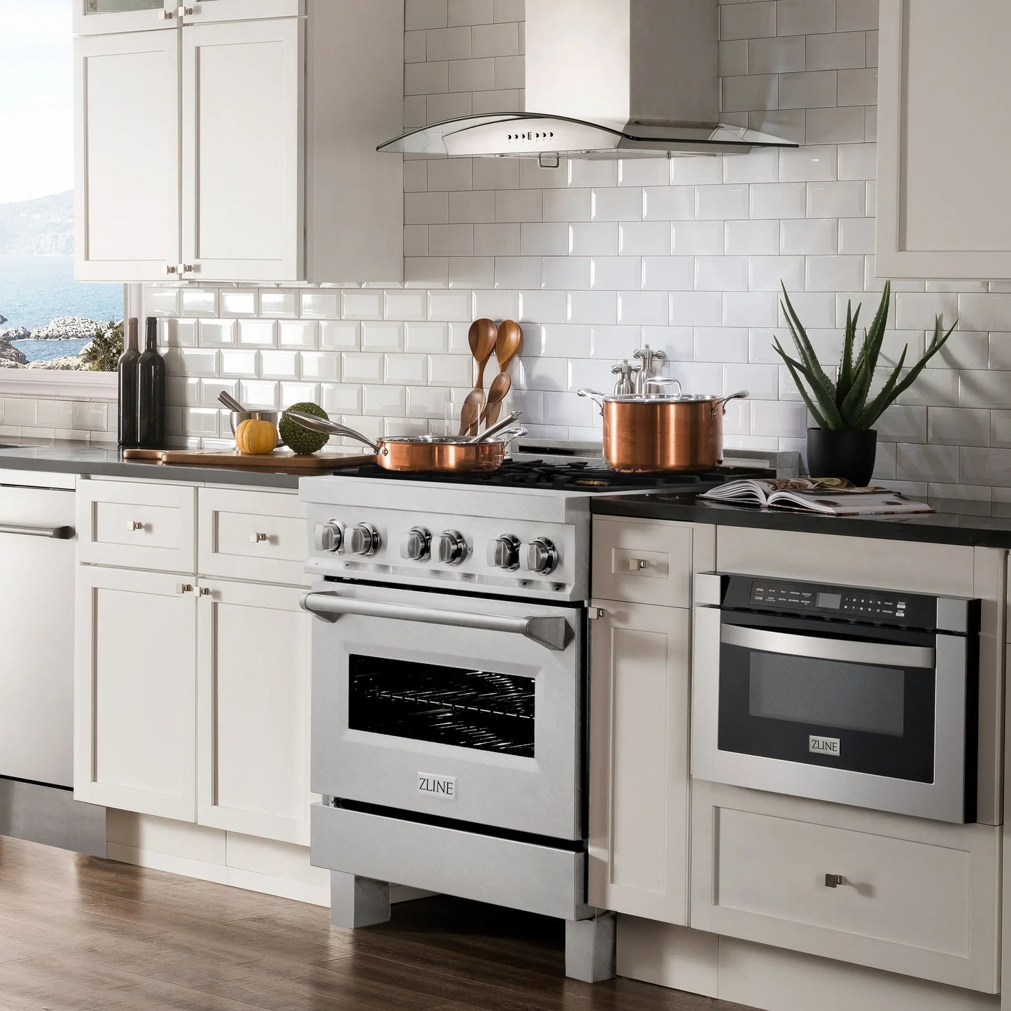 ZLINE 30" Dual Fuel Range with Gas Stove and Electric Oven - Fingerprint Resistant Stainless Steel with Brass Burners