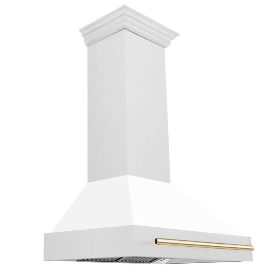 ZLINE Autograph Edition 36" Range Hood with DuraSnow Steel Shell - Matte White and Accented Handle