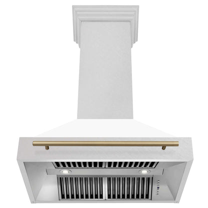 ZLINE Autograph Edition 36" Range Hood with DuraSnow Steel Shell - Matte White and Accented Handle