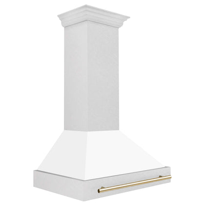ZLINE Autograph Edition 36" Range Hood with DuraSnow Steel Shell - Matte White and Accented Handle