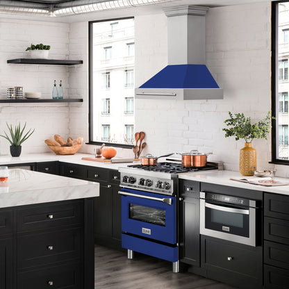 ZLINE 30" Stainless Steel Range Hood - Colored Shell Options and Stainless Steel Handle