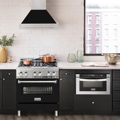 ZLINE 30" Stainless Steel Range Hood - Colored Shell Options and Stainless Steel Handle