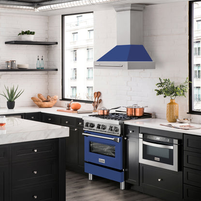 ZLINE 30" Stainless Steel Range Hood - Colored Shell Options and Stainless Steel Handle