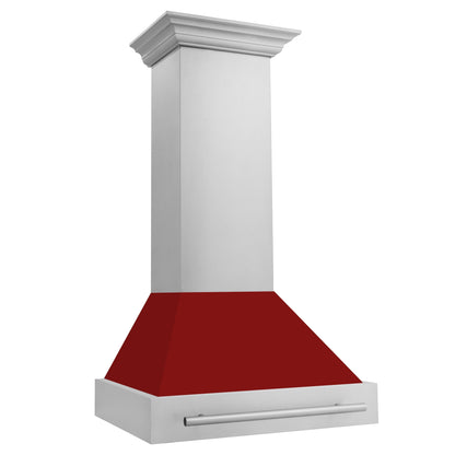 ZLINE 30" Stainless Steel Range Hood - Colored Shell Options and Stainless Steel Handle