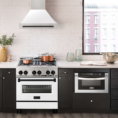 ZLINE 30" Autograph Edition Range Hood - Stainless Steel Shell and Matte White Accents