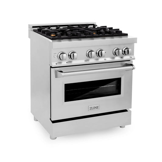 ZLINE 30" Dual Fuel Range - Stainless Steel with Brass Burners, Gas Stove, and Electric Oven