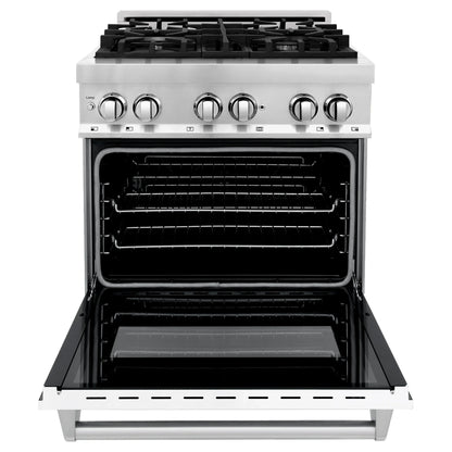 ZLINE 30" Dual Fuel Range - Stainless Steel with White Matte Door, Gas Stove, and Electric Oven