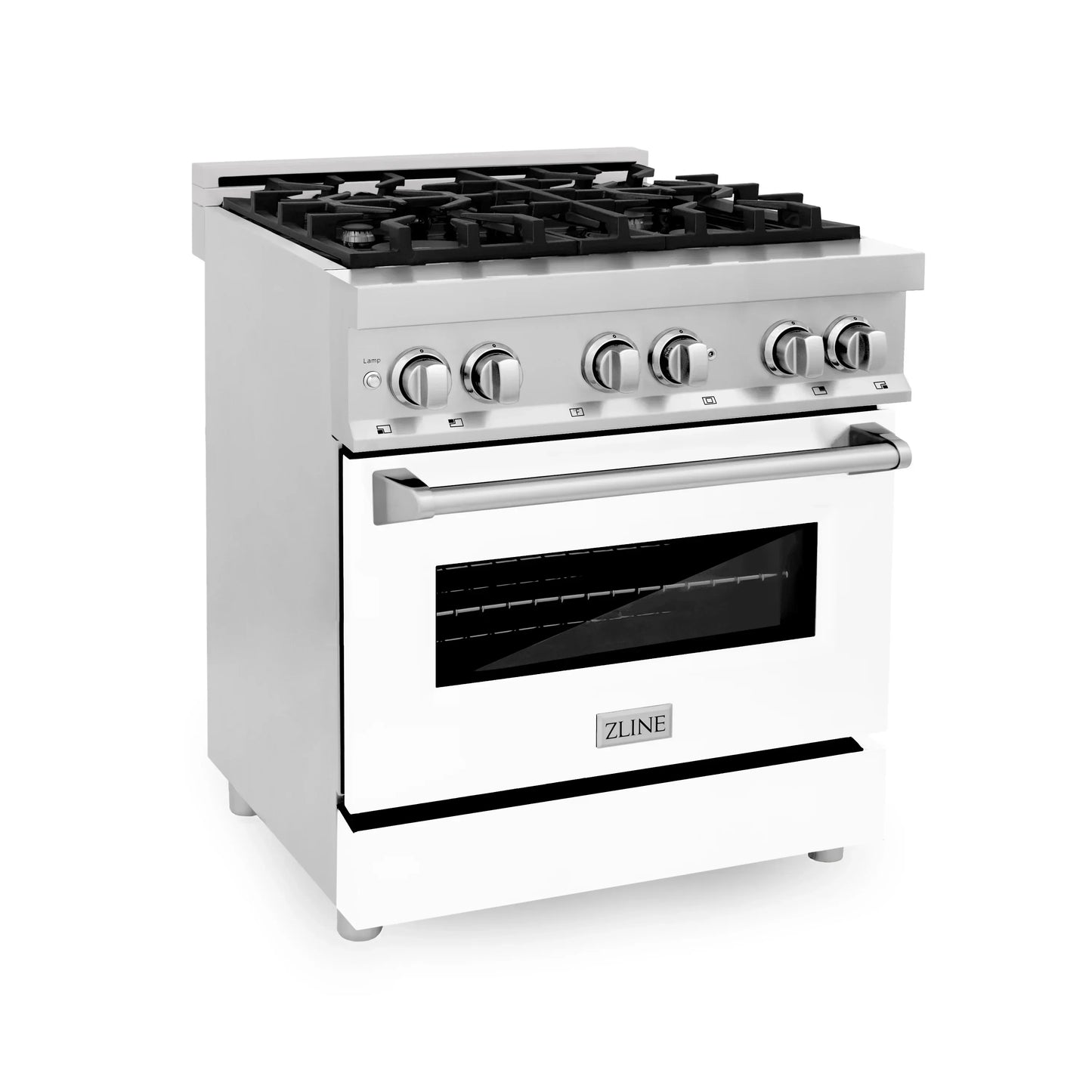 ZLINE 30" Dual Fuel Range - Stainless Steel with White Matte Door, Gas Stove, and Electric Oven