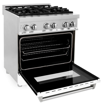 ZLINE 30" Dual Fuel Range - Stainless Steel with White Matte Door, Gas Stove, and Electric Oven