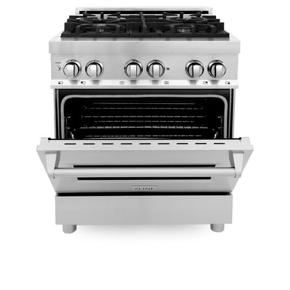 ZLINE 2-Appliance 30" Kitchen Package with Stainless Steel Dual Fuel Range and Convertible Vent Range Hood
