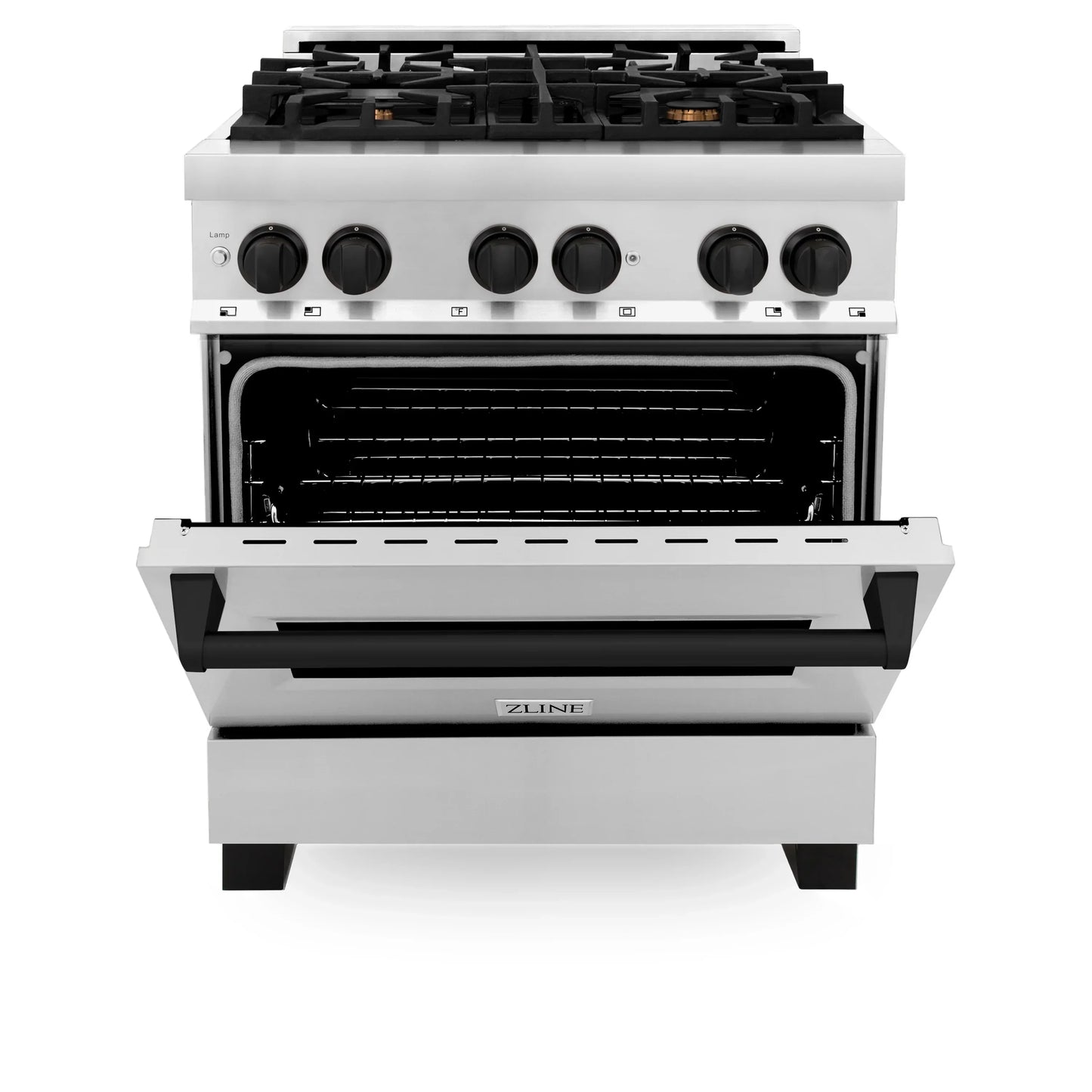 ZLINE Autograph Edition 30" Dual Fuel Range - Gas Stove and Electric Oven, Stainless Steel with Matte Black Accents
