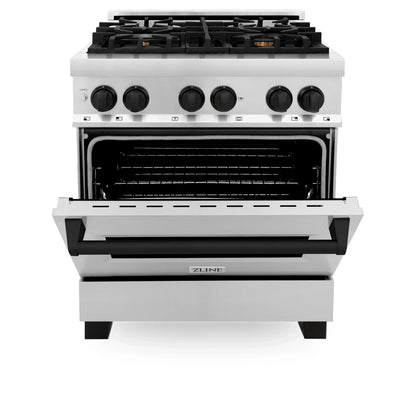 ZLINE Autograph Edition 30" Dual Fuel Range - Gas Stove and Electric Oven, Stainless Steel with Matte Black Accents