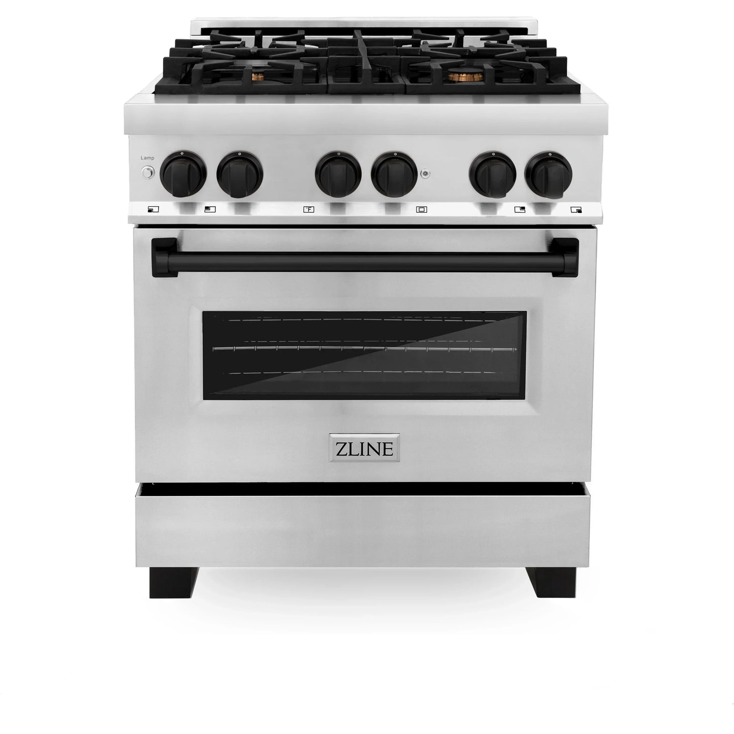 ZLINE Autograph Edition 30" Dual Fuel Range - Gas Stove and Electric Oven, Stainless Steel with Matte Black Accents