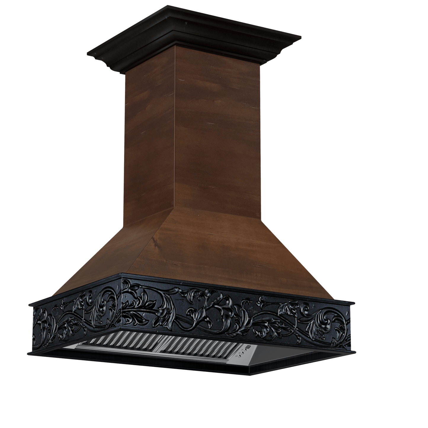 ZLINE 36" Wooden Island Mount Range Hood - Antigua and Walnut