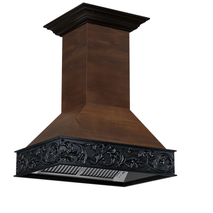 ZLINE 36" Wooden Island Mount Range Hood - Antigua and Walnut