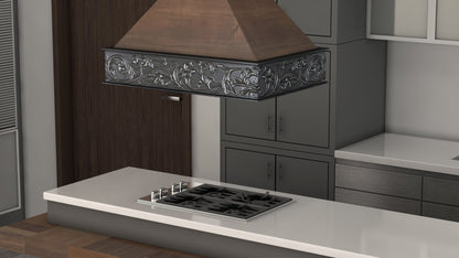 ZLINE 36" Wooden Island Mount Range Hood - Antigua and Walnut