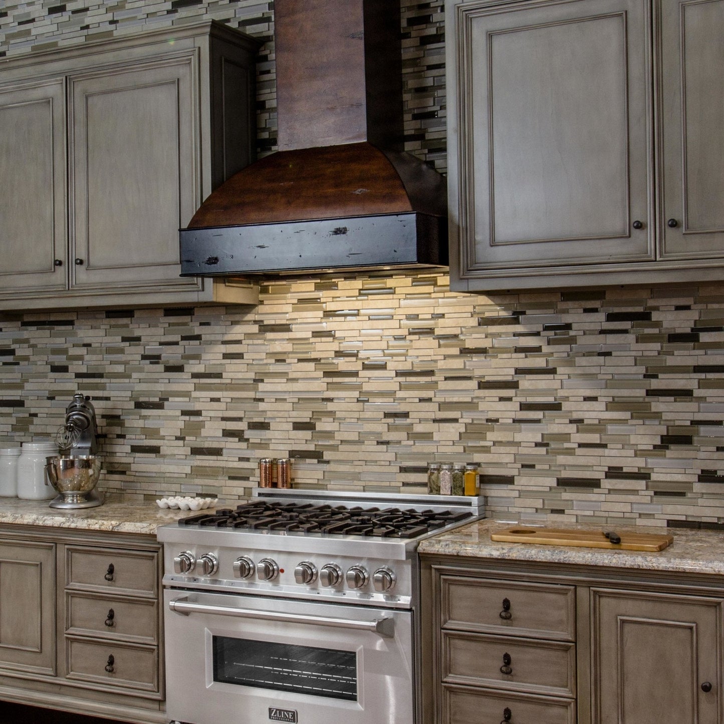 ZLINE 36" Wooden Wall Mount Range Hood including Motor - Antigua and Walnut