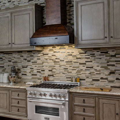 ZLINE 36" Wooden Wall Mount Range Hood including Motor - Antigua and Walnut