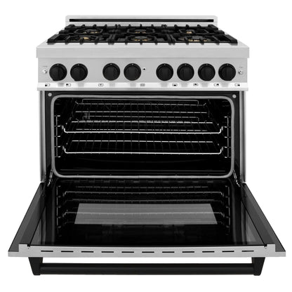 ZLINE Autograph Edition 36" Dual Fuel Range - Gas Stove and Electric Oven, Stainless Steel with Matte Black Accents