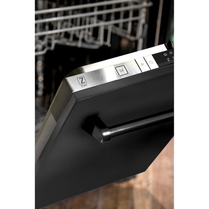 ZLINE 24" Top Control Dishwasher - Black Stainless Steel, Traditional Handle