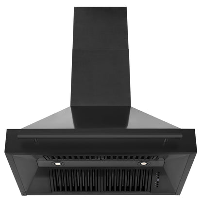 ZLINE Black Stainless Steel Range Hood - Black Handle, Various Size Options