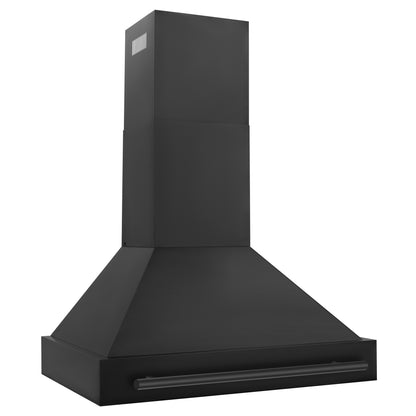 ZLINE Black Stainless Steel Range Hood - Black Handle, Various Size Options