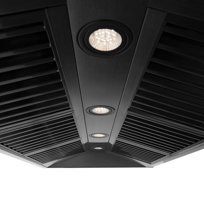ZLINE Black Stainless Steel Range Hood - Black Handle, Various Size Options