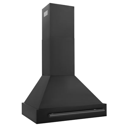ZLINE Black Stainless Steel Range Hood - Black Handle, Various Size Options