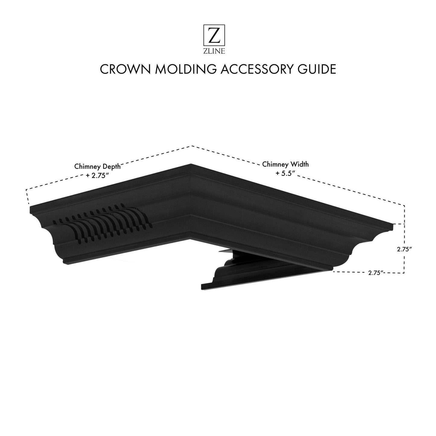 ZLINE Crown Molding - Black Stainless Steel with Built in Bluetooth Speakers