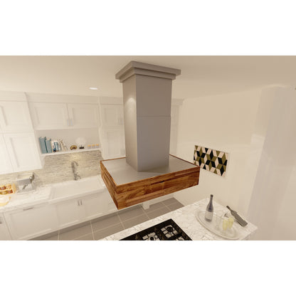 ZLINE Designer Series Wooden Island Mount Range Hood - Butcher Block with Remote Blower