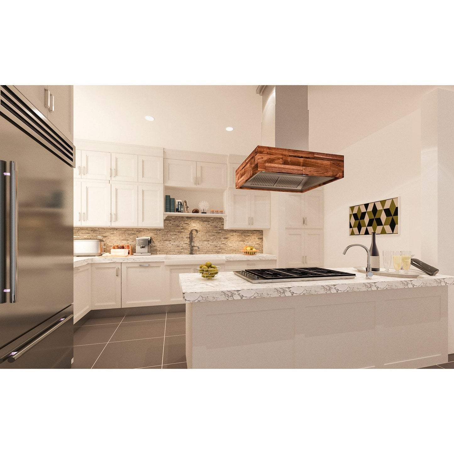 ZLINE Designer Series Wooden Island Mount Range Hood - Butcher Block with Remote Blower